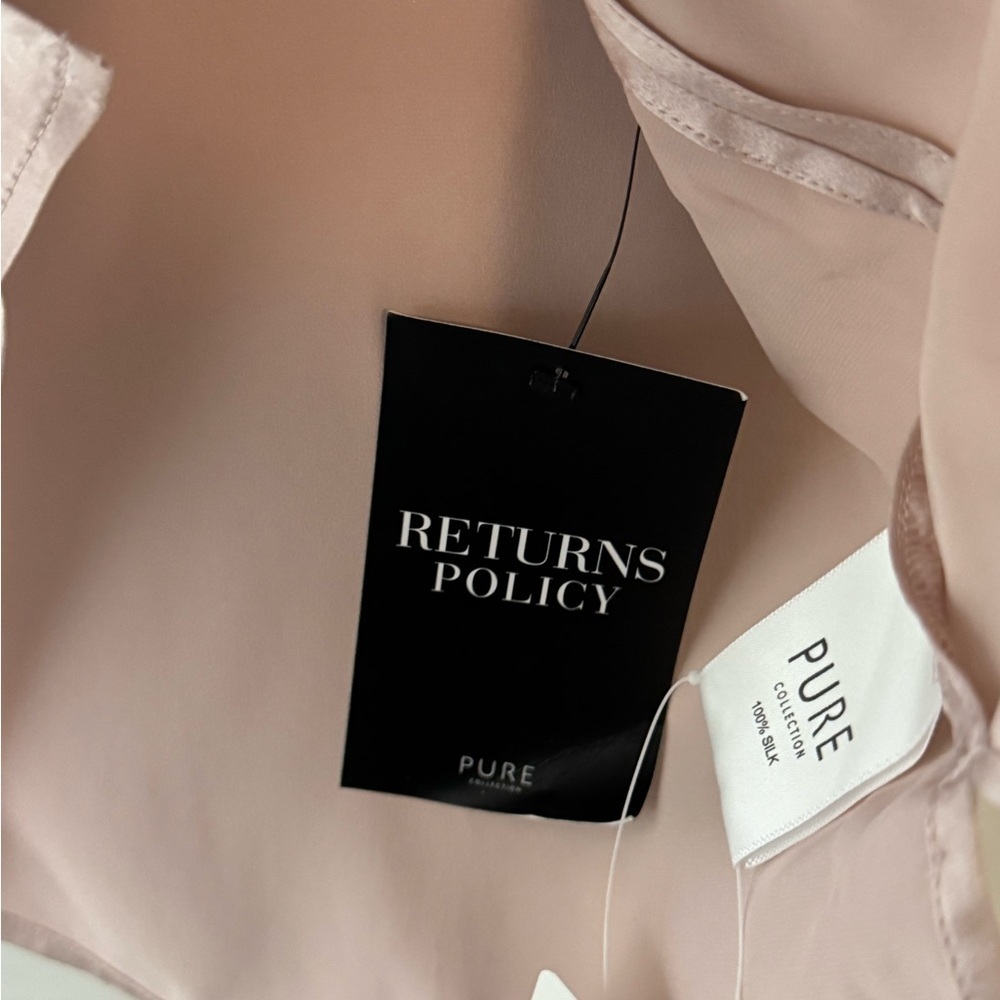 Pure Collection 100% Silk Top with Beaded Fringe in Light Pink - Picture 11 of 12